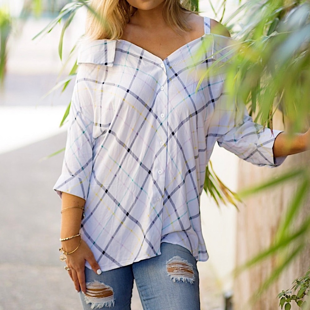Plaid button down shirt